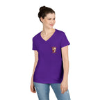 Women’s V-Neck Tee — Retro Seaside Surf Club Graphic (Chest Logo + Back Artwork)