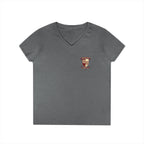 Women’s V-Neck Tee — Retro Seaside Surf Club Graphic (Chest Logo + Back Artwork)