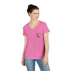 Women’s V-Neck Tee — Retro Seaside Surf Club Graphic (Chest Logo + Back Artwork)