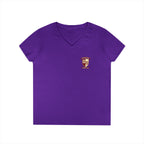 Women’s V-Neck Tee — Retro Seaside Surf Club Graphic (Chest Logo + Back Artwork)