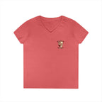 Women’s V-Neck Tee — Retro Seaside Surf Club Graphic (Chest Logo + Back Artwork)
