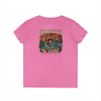 Women’s V-Neck Tee — Retro Seaside Surf Club Graphic (Chest Logo + Back Artwork)