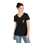 Women’s V-Neck Tee — Retro Seaside Surf Club Graphic (Chest Logo + Back Artwork)